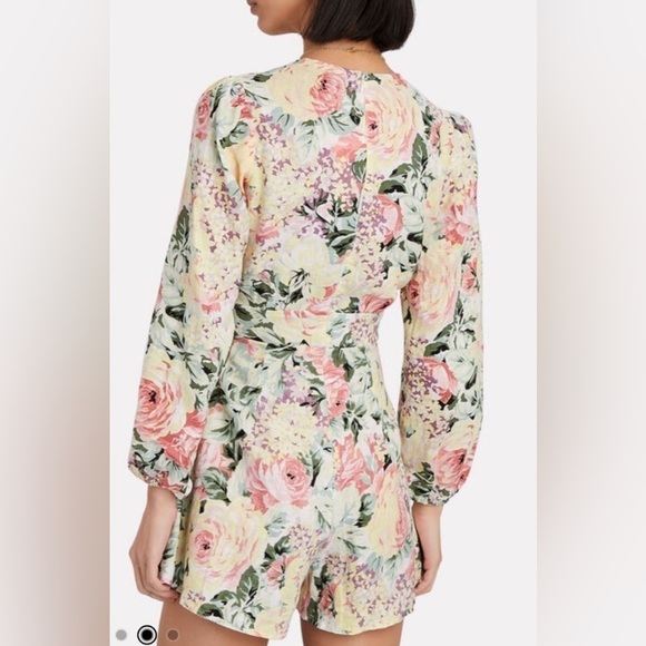 Faithfull the Brand Women’s Linen Floral Romper Yellow Pink Size 4 EUC - Picture 9 of 9